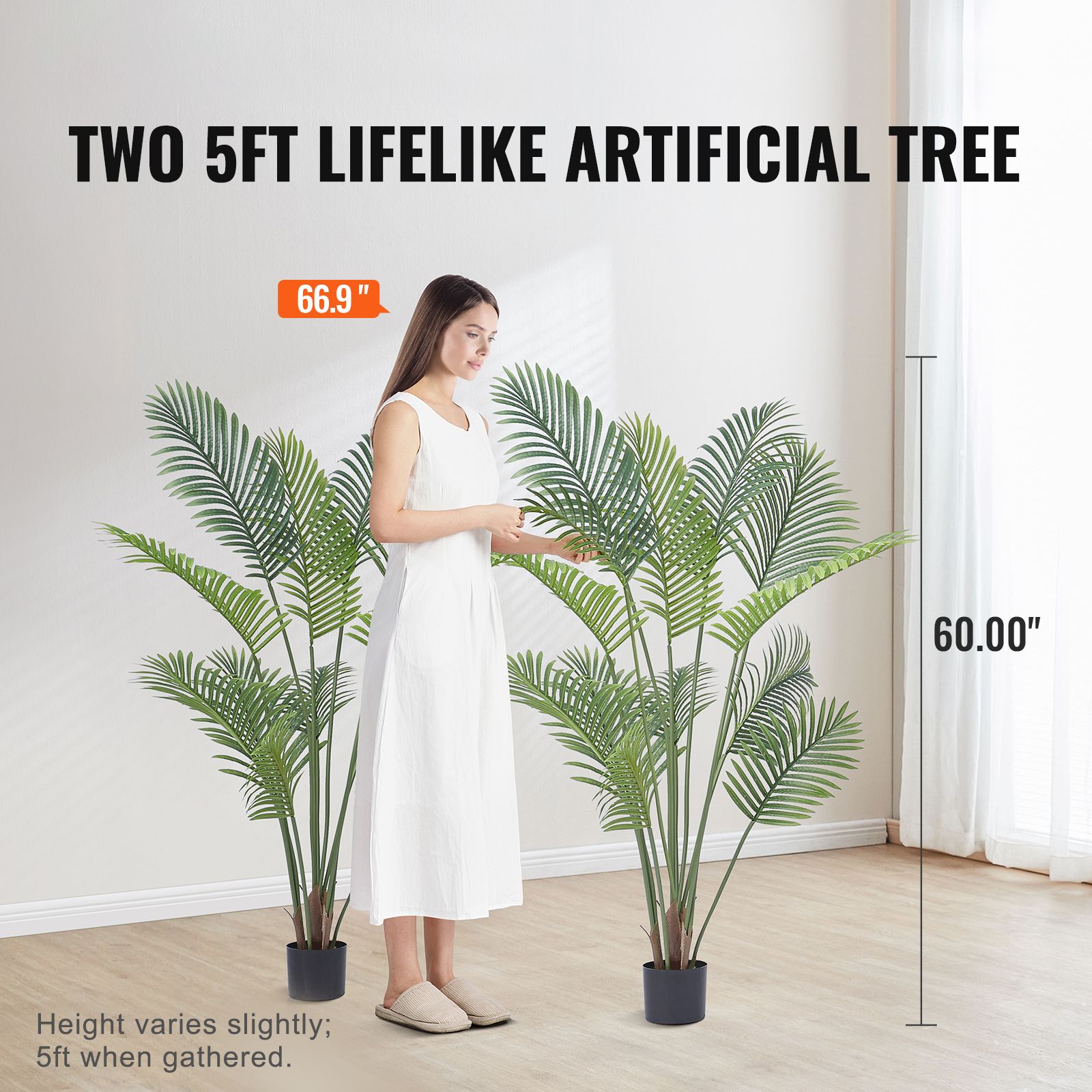 Artificial Palm Tree, 1.5m Tall Faux Plant, Secure PE Material & Anti-Tip Tilt Protection Low-Maintenance Plant, Lifelike Green Fake Tree for Home Office — image 2