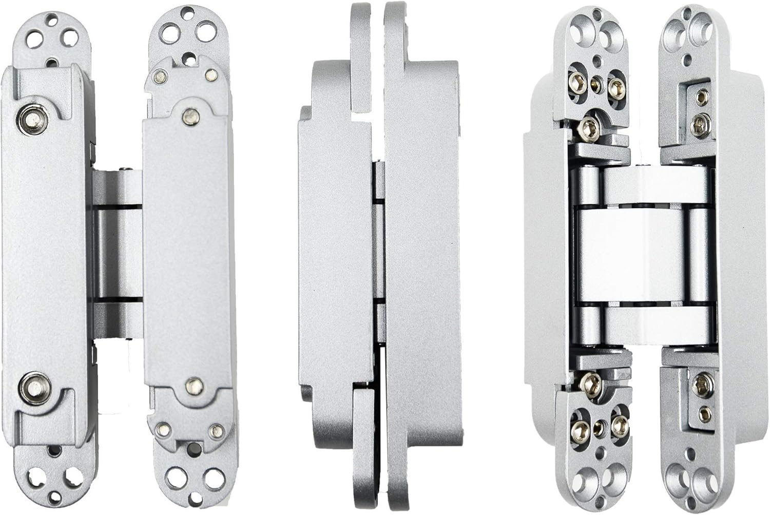 6inch Hidden Door Hinges Invisible Hinges Concealed Hinges Zinc Alloy 180 Degree Swing Hinge 3 Way Adjustable Butt Hinge 6 x 2.5 x 1 inch (Silver Pack of 3) — image 5