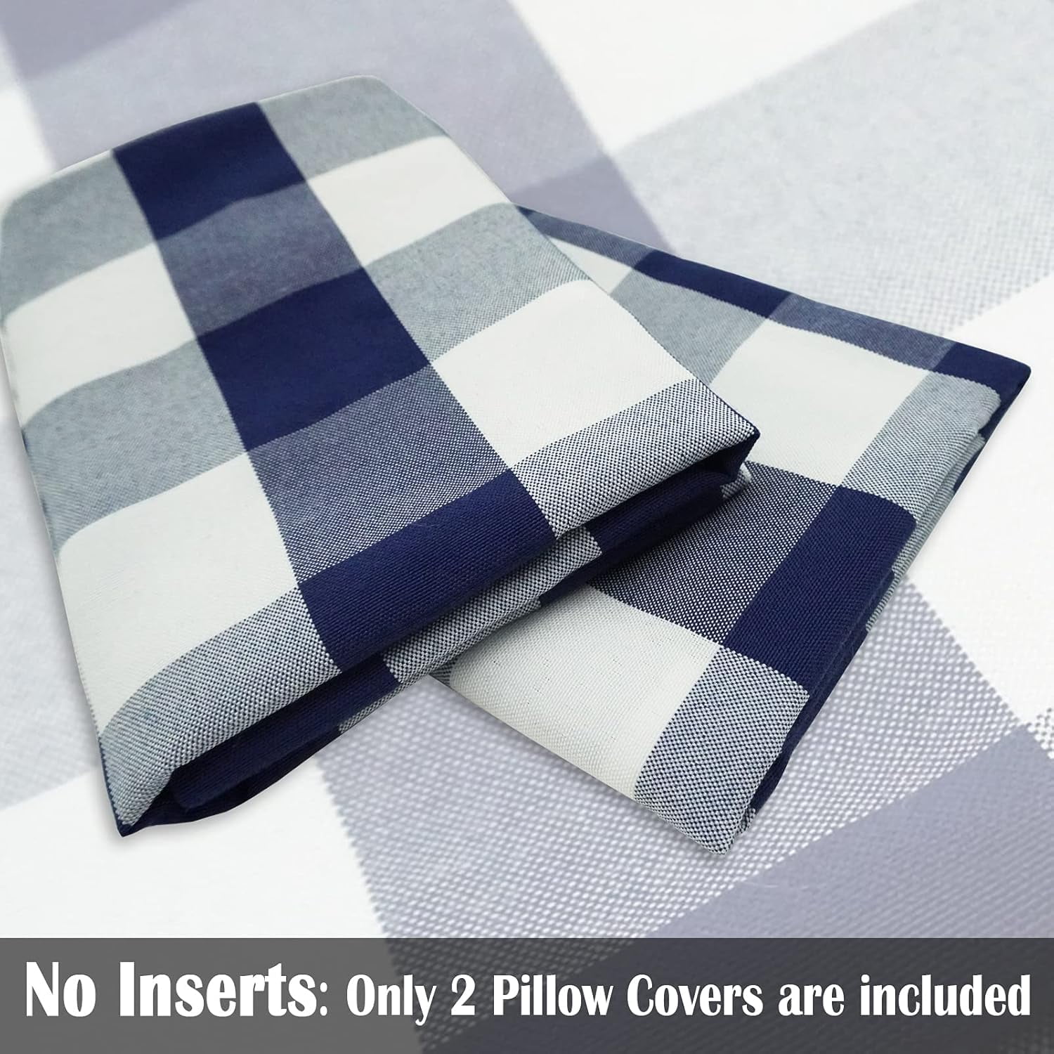 Light Blue Farmhouse Buffalo Plaid Pillow Covers 18x18 Set of 2 Patio Outdoor Decor Neutral Checkered Pillow Covers 18 x 18, Blue and White Gingham Plaid Check โ image 3