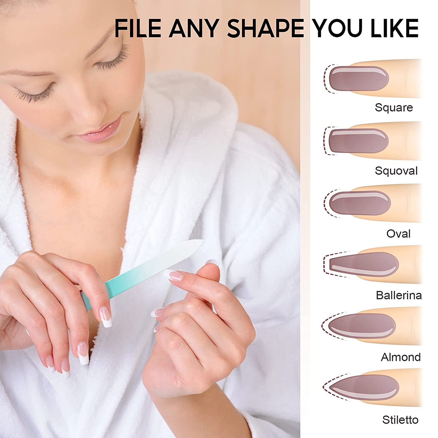 3 Pack Glass Nail File, Fingernail File for Natural Nail Professional Manicure Nail Tool Gentle Nail Care — image 2