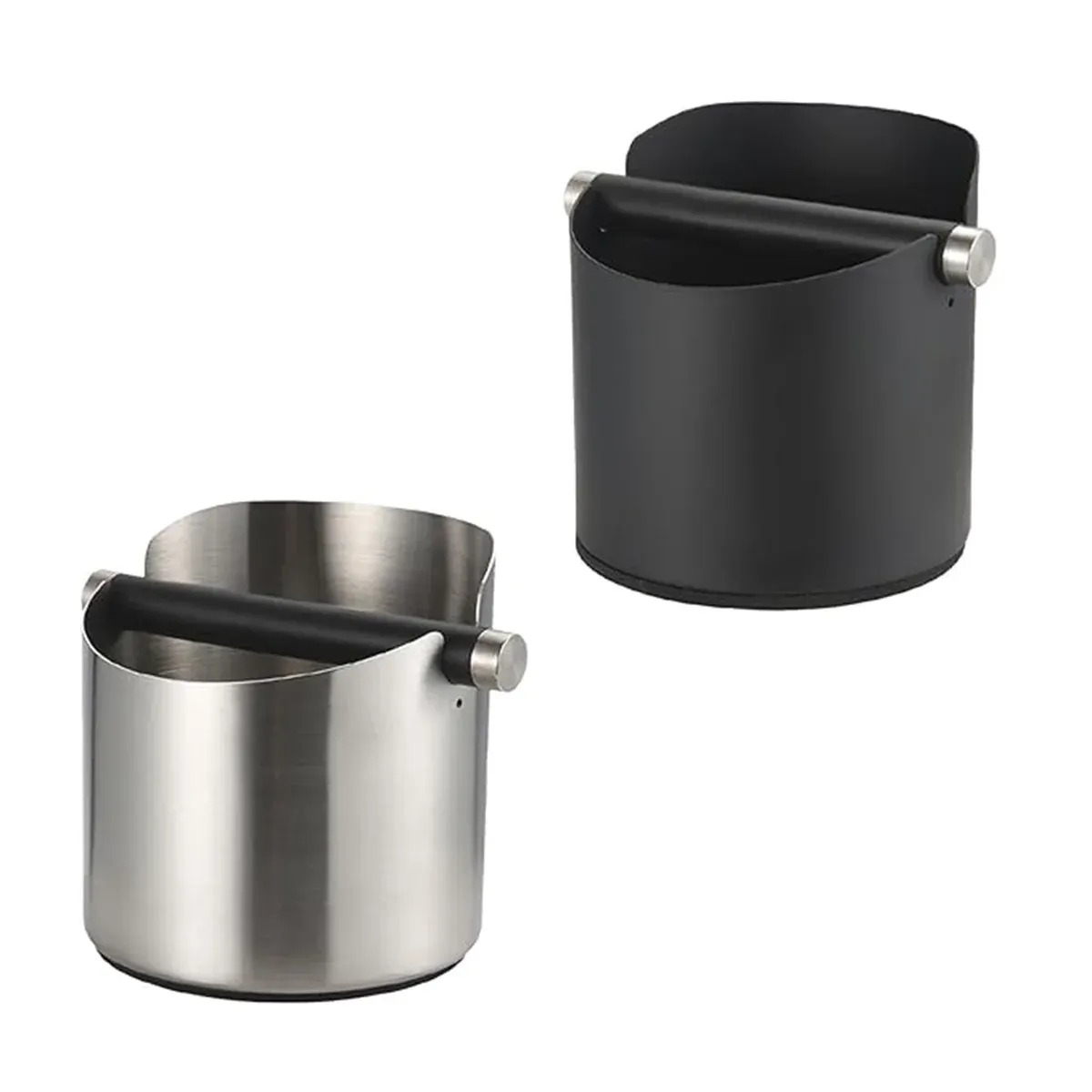 Stainless Steel Coffee Grounds Knock Box Round Tap Bucket for Household Espresso - Black — image 3