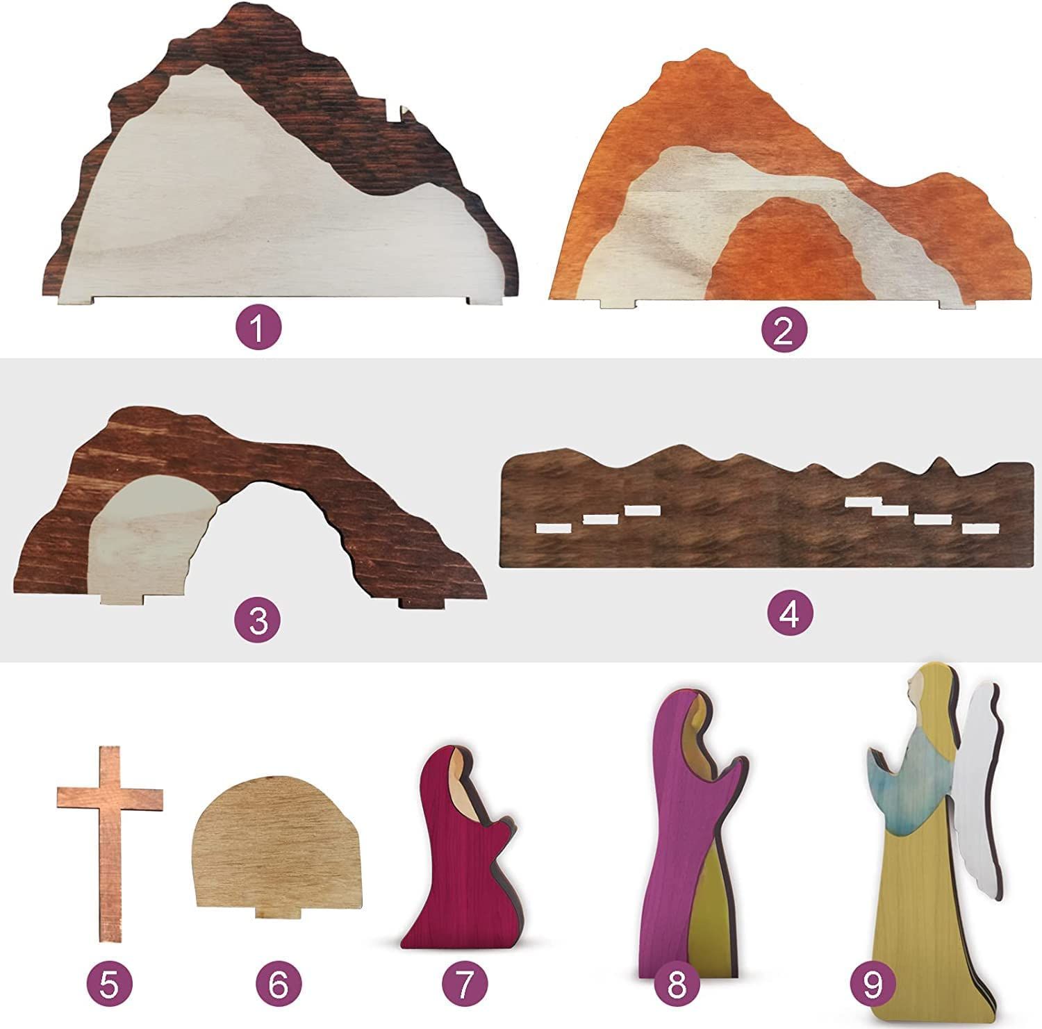 Easter Scene Wooden Decoration, Easter Religious Jesus Nativity Scene Decoration, Nativity Scene Montessori Inspired Wedding — image 4