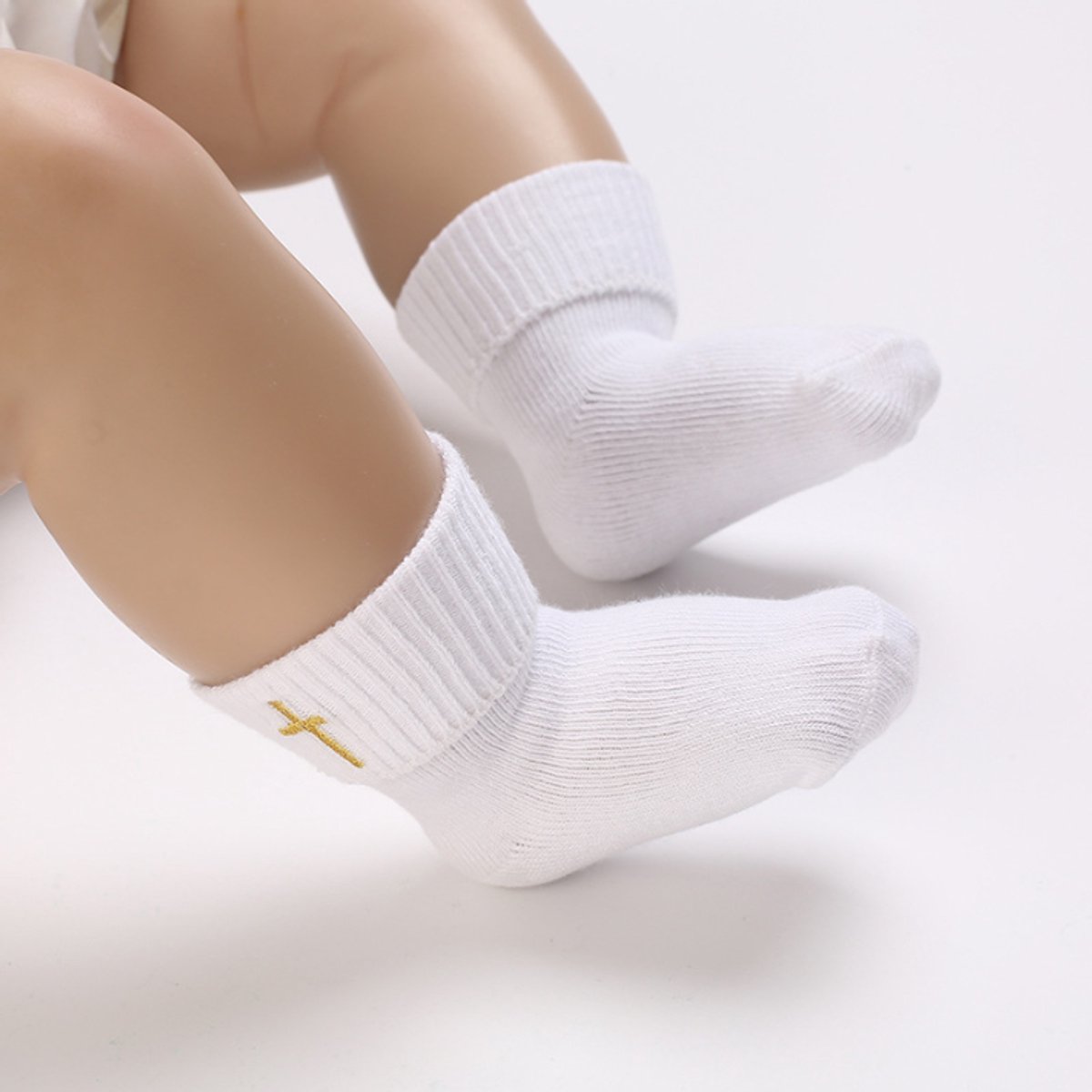 1 pair of baby socks - white cotton socks, suitable for both boys and girls - white - suitable for babies from 0-12 months โ image 4