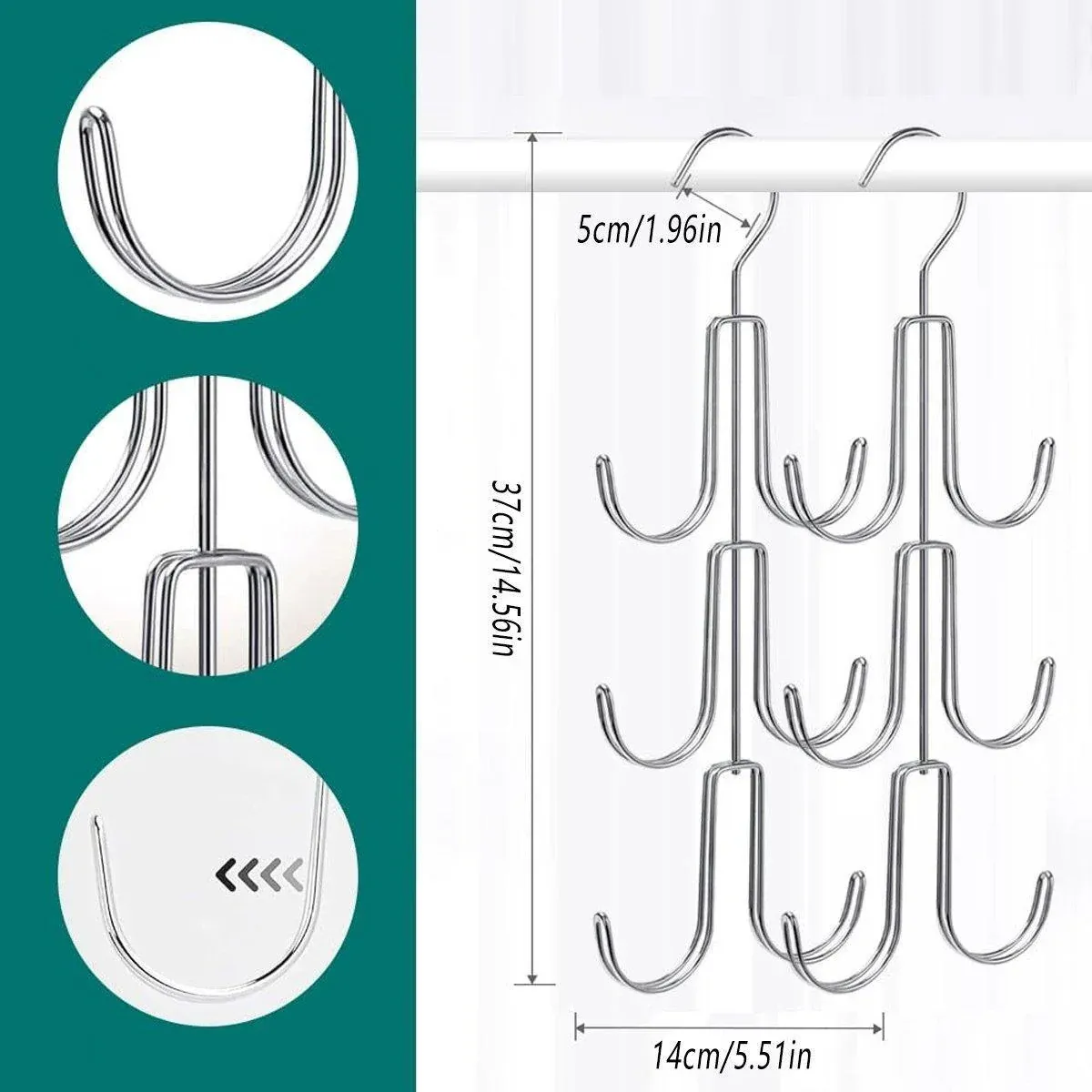 2X Purse Hanger Organizer for Closet Purses 6Storage Capacity Hook Wardrobe Rack — image 3