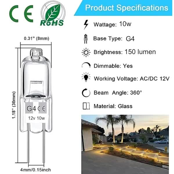 20-pack G4 halogen bulbs 10W 12V warm white โ image 2