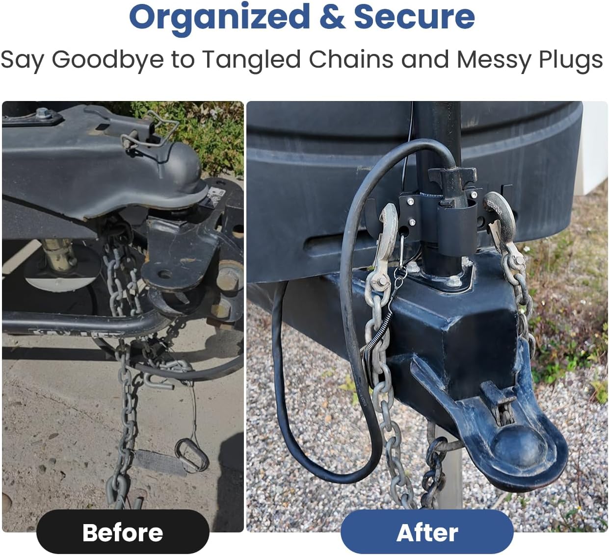 Aluminum Trailer Towing Chain Organizer with 7-Way Plug Holder- Heavy-Duty RV Tongue Jack Accessories β image 2