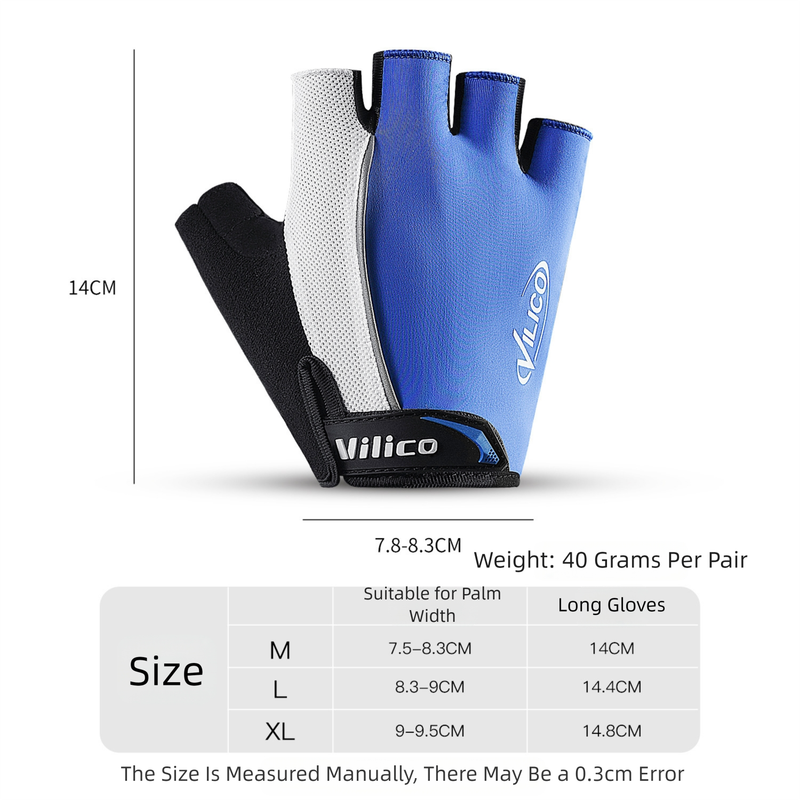 Size XL Blue Padded Half-Finger Cycling Gloves - Breathable Shock-Absorbing Workout Gloves for Gym & Fitness โ image 5