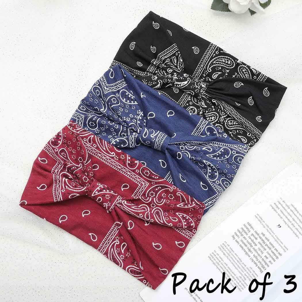 Boho Bandeau Headbands Wide Knot Hair Scarf Floral Printed Hair Band Elastic Turban Thick Head Wrap Stretch Fabric Cotton Head Bands Thick Fashion Hair โ image 2