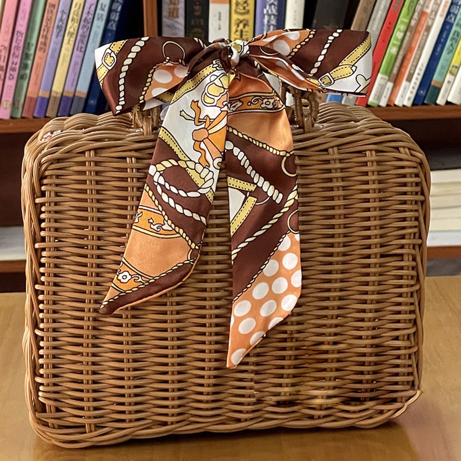 Vintage Handmade Imitation Rattan Woven Storage Case Makeup Travel Picnic Shop Luggage Basket Holder Sundries Organizer Box โ image 6