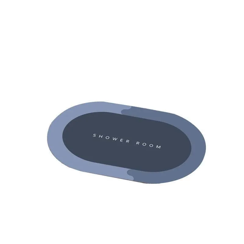 50 × 80CM Super Absorbent Floor Mat Soft Quick-Drying Non-Slip Diatom Mud Bath - Blue-Oval