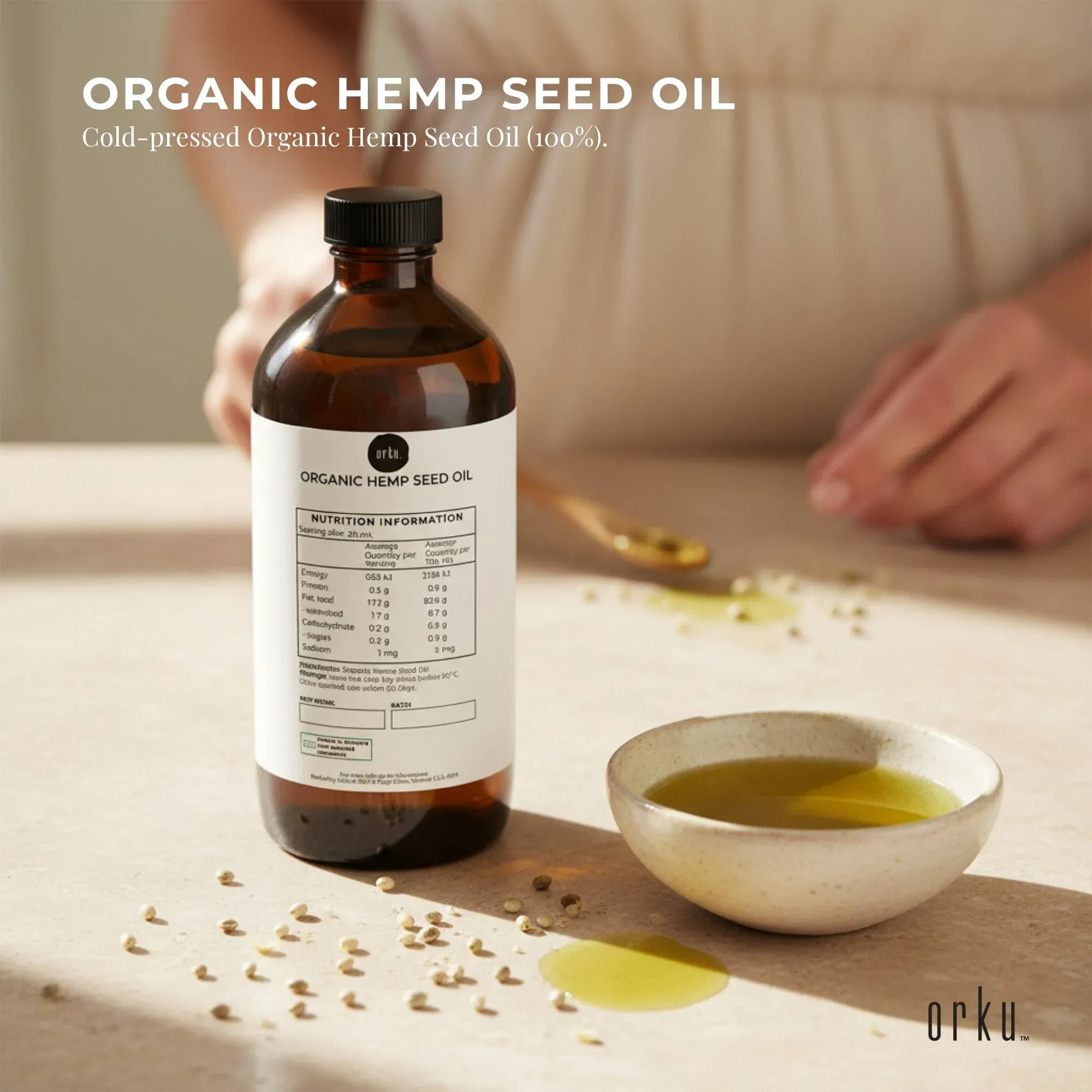 Orku 500ml Organic Hemp Seed Oil - Cold Pressed Food Grade Oils โ image 2
