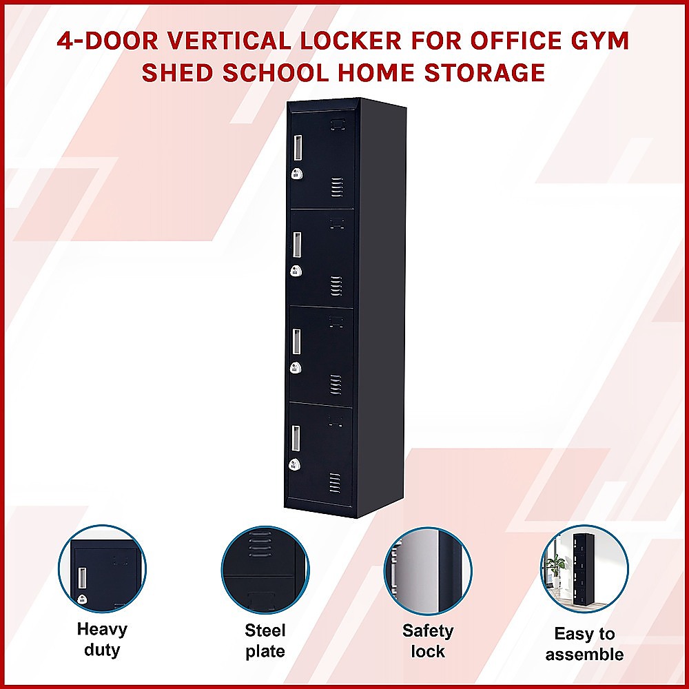 4-Door Vertical Locker for Office Gym Shed School Home Storage โ image 3
