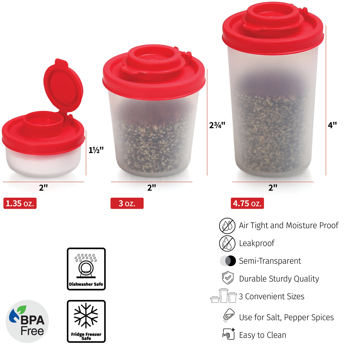 3-Pack Mini Compact Spice Shaker Set(Small Size) - Transparent Salt and Pepper Dispensers for Camping, Picnic & Outdoor Grilling — image 4