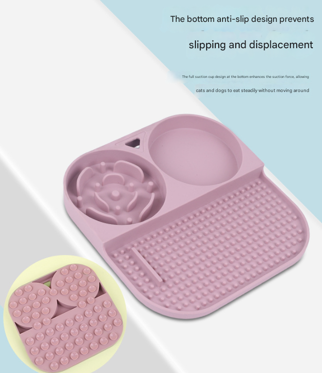2 Pcs Green 3-in-1 Silicone Pet Slow Feeder & Lick Mat with Water Bowl - Non-Slip Design for Dogs & Cats โ image 4