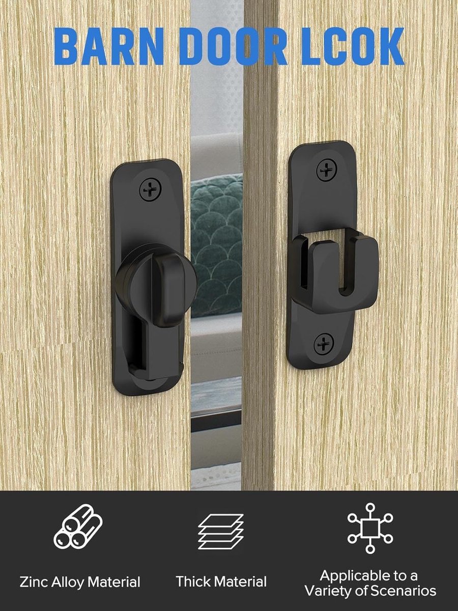 pieces - 90/180 degrees - sliding door lock - privacy protection - security sliding door lock - small gate locks - hardware for shed, garden, bathroom — image 4