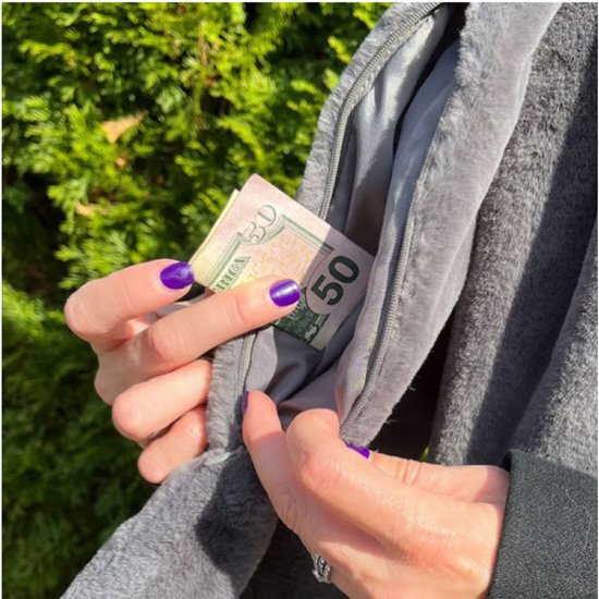 Scarf with Concealed Zipper Pocket - Secure Storage Pocket for Keys & Cards - Downy Soft & Warm - White โ image 3
