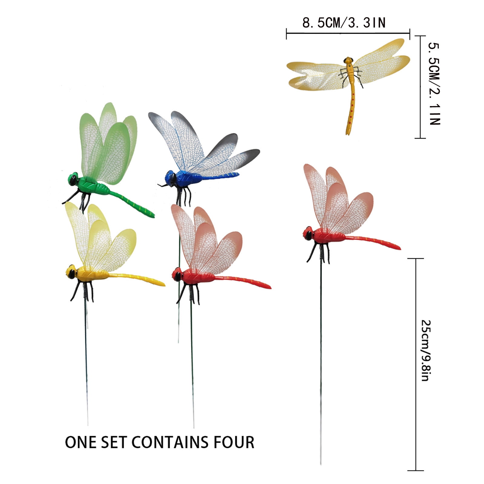 24 Pcs 3D Dragonfly Garden Decor Dragon Fly Garden Stakes Dragonflies Garden Ornaments Patio Decoration Dragonfly Stakes with Sticks, Colors Multicolor โ image 3