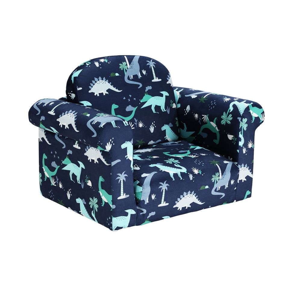 Keezi Kids Sofa 1 Seater Children Flip Open Couch Lounger Armchair Dinosaur Navy โ image 4