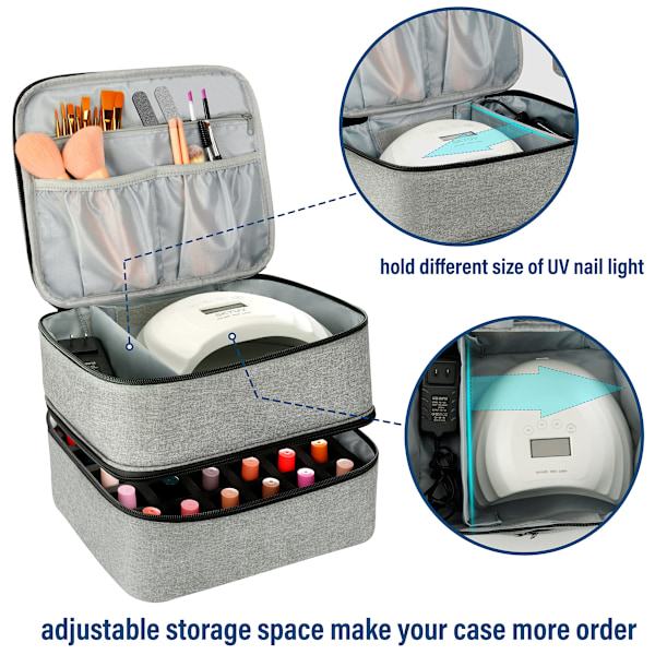 Nail Polish Storage Case with UV Light Gray Professional Organizer for Nail Kits — image 2