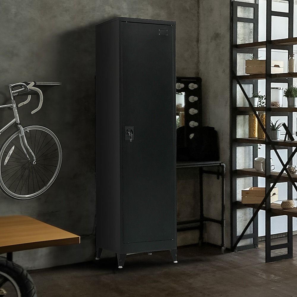 Single-Door Metal Tall Cabinet Shelf Storage for Home Office Gym โ image 4