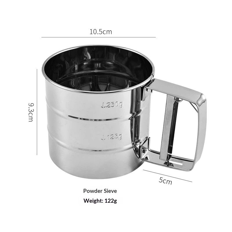 2.5 Cup Flour Sifter, Semi Automatic Small Baking Sieve, Stainless Steel, Fine Mesh Sieve Flour Duster — image 2