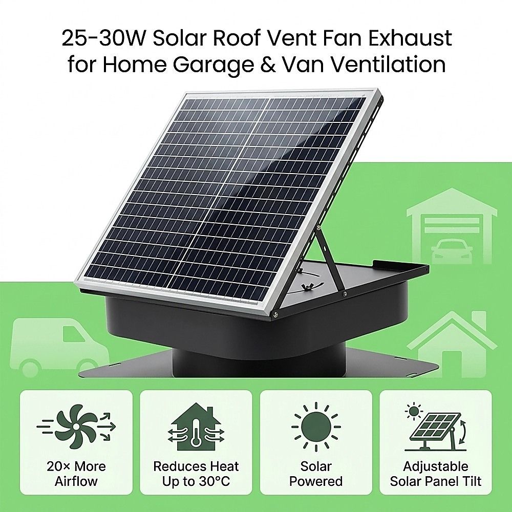 30W Solar Roof Vent Fan Exhaust Attic Ventilation for Home Garage Van โ image 3
