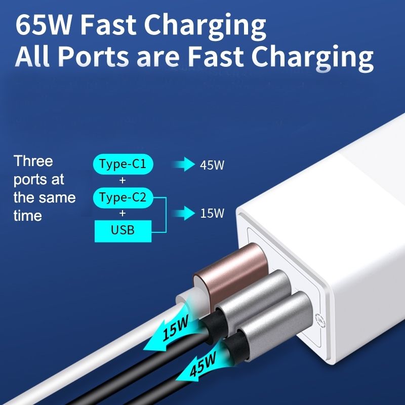 OXHORN NB-PD65CCAW PD GaN Charger 65W 3 Ports White โ image 3