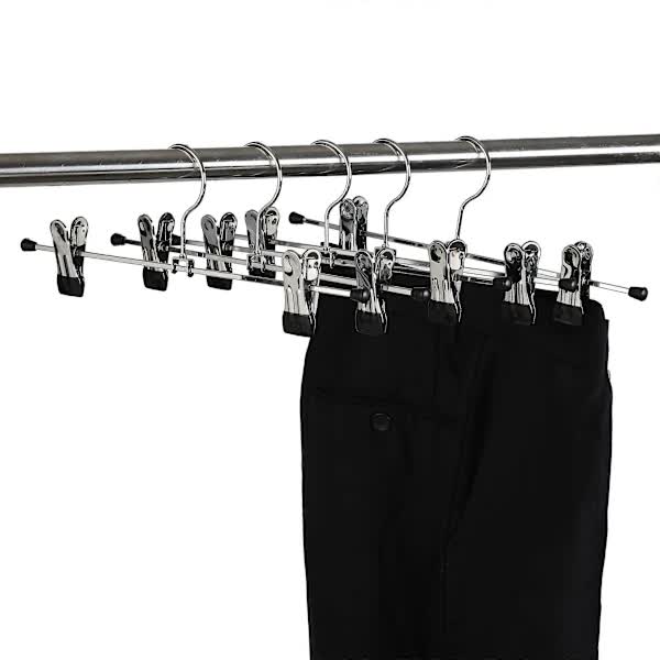 40cm Chrome Iron Clothes Hangers with Non-Slip Clips, 10-Pack Metal Trouser Hangers for Pants Shorts Skirt Socks Underwear, Silver — image 4