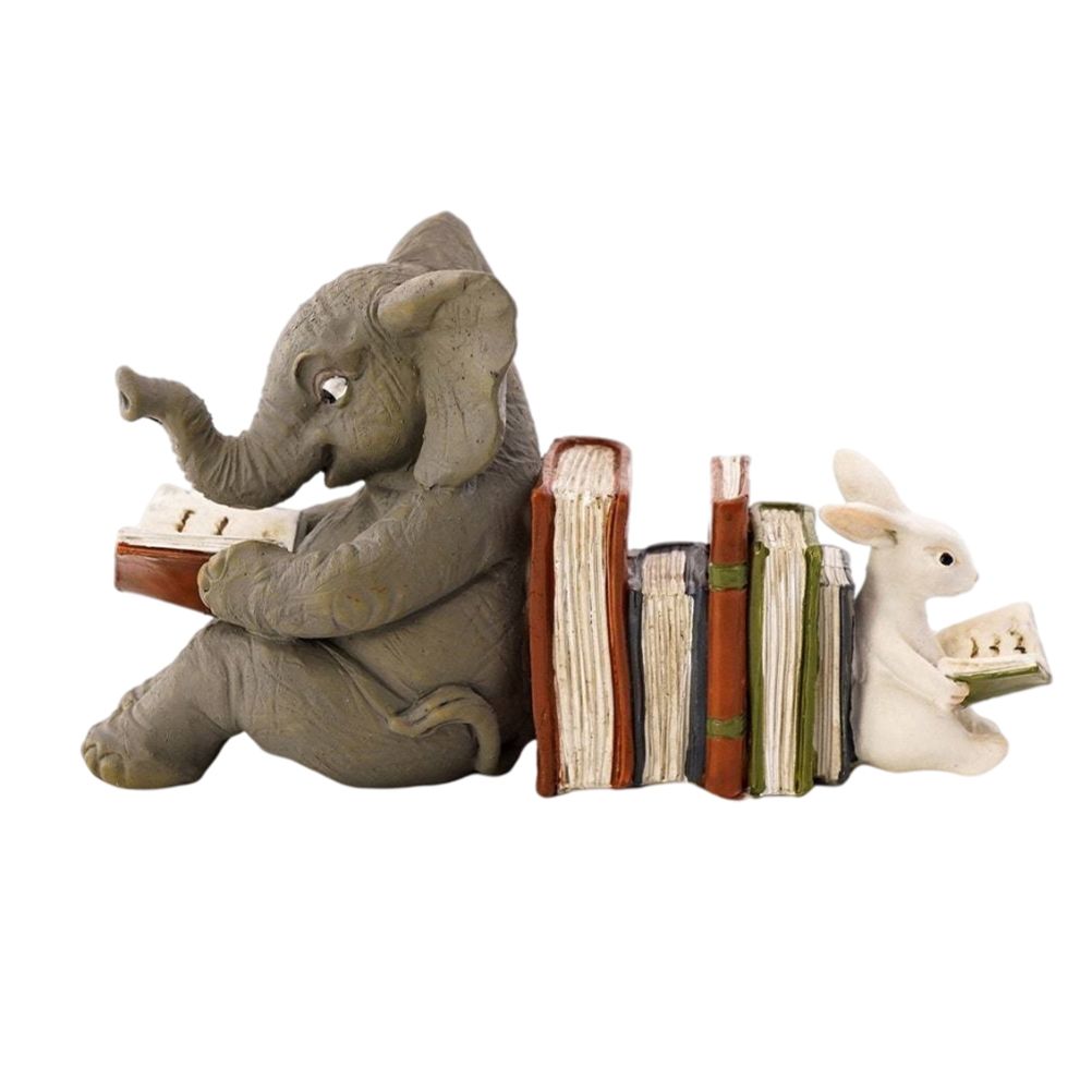 Elephant and Rabbit Statue Bookend Figurines Ornaments Resin Animal Figurines Decor for Home Decorations โ image 2