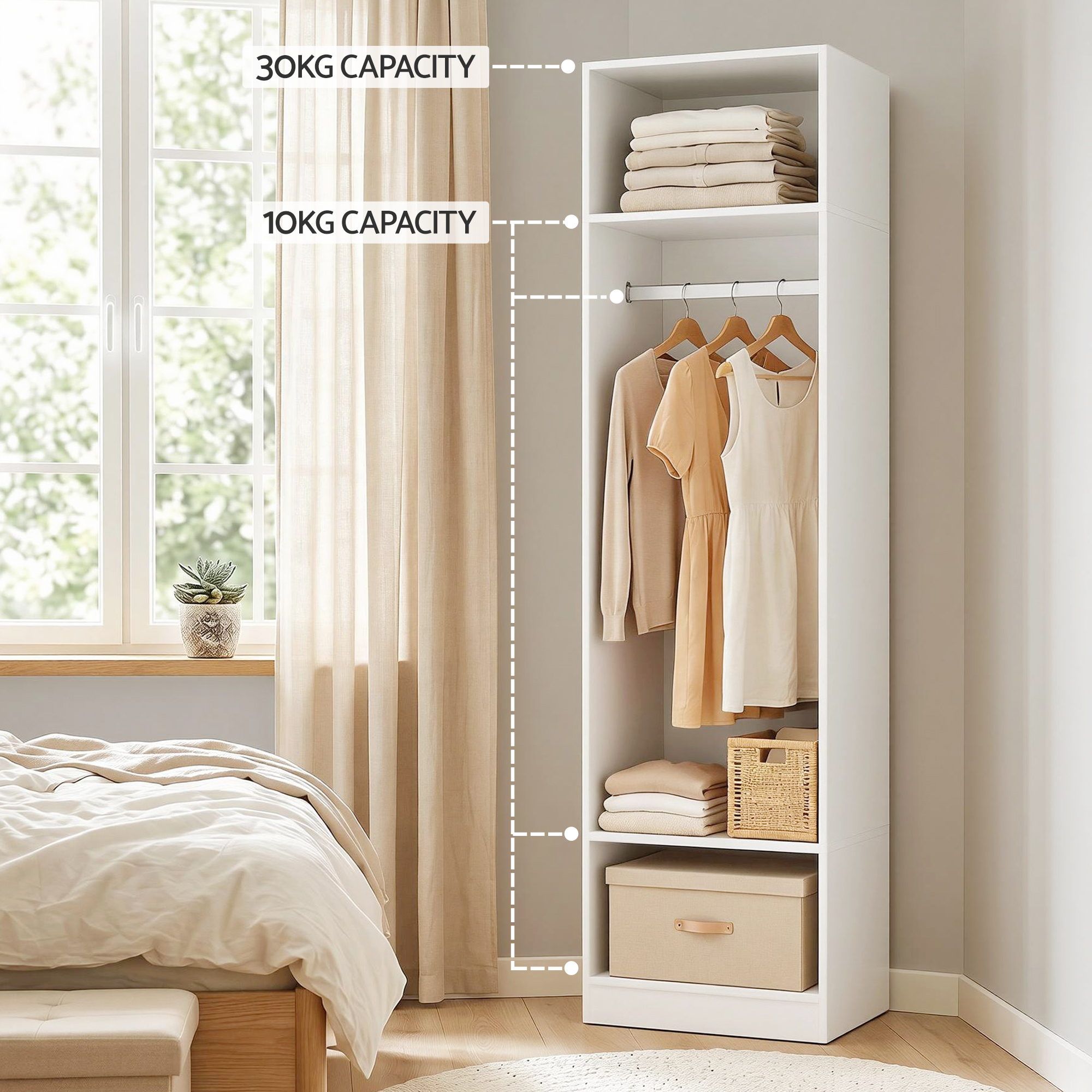 Artiss Wardrobe Clothes Closet Storage Organizer Shelf White — image 5