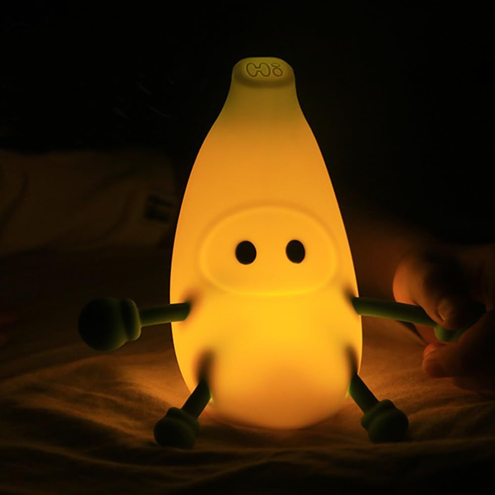 Capybara Night Light, Silicone Capybara Night Light, Portable USB Rechargeable Capybara Touch Control Lamp (Banana)
