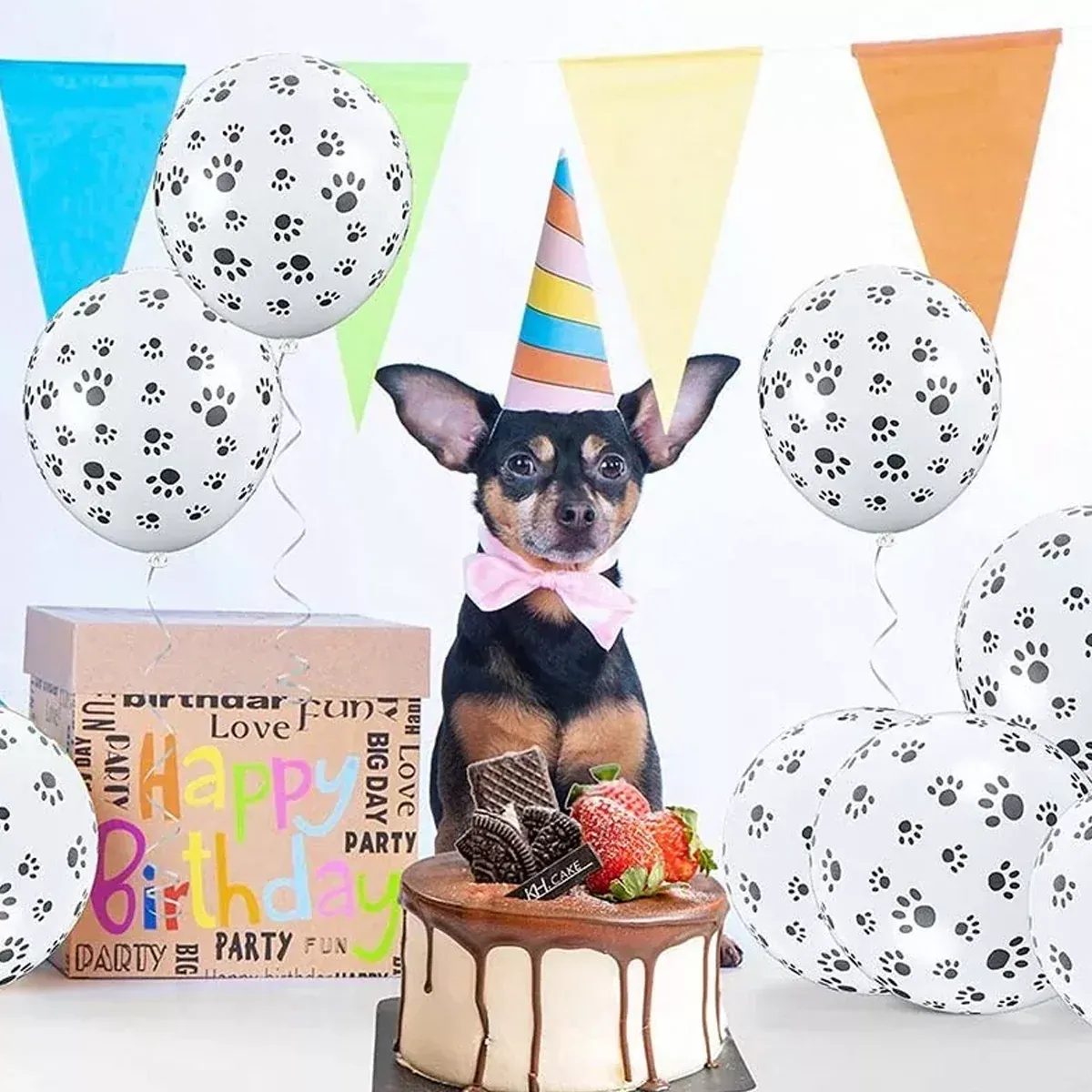 12pcs Cow Print or Paw Print Balloons White Latex Party Decorations 12 Inch - Paw — image 5