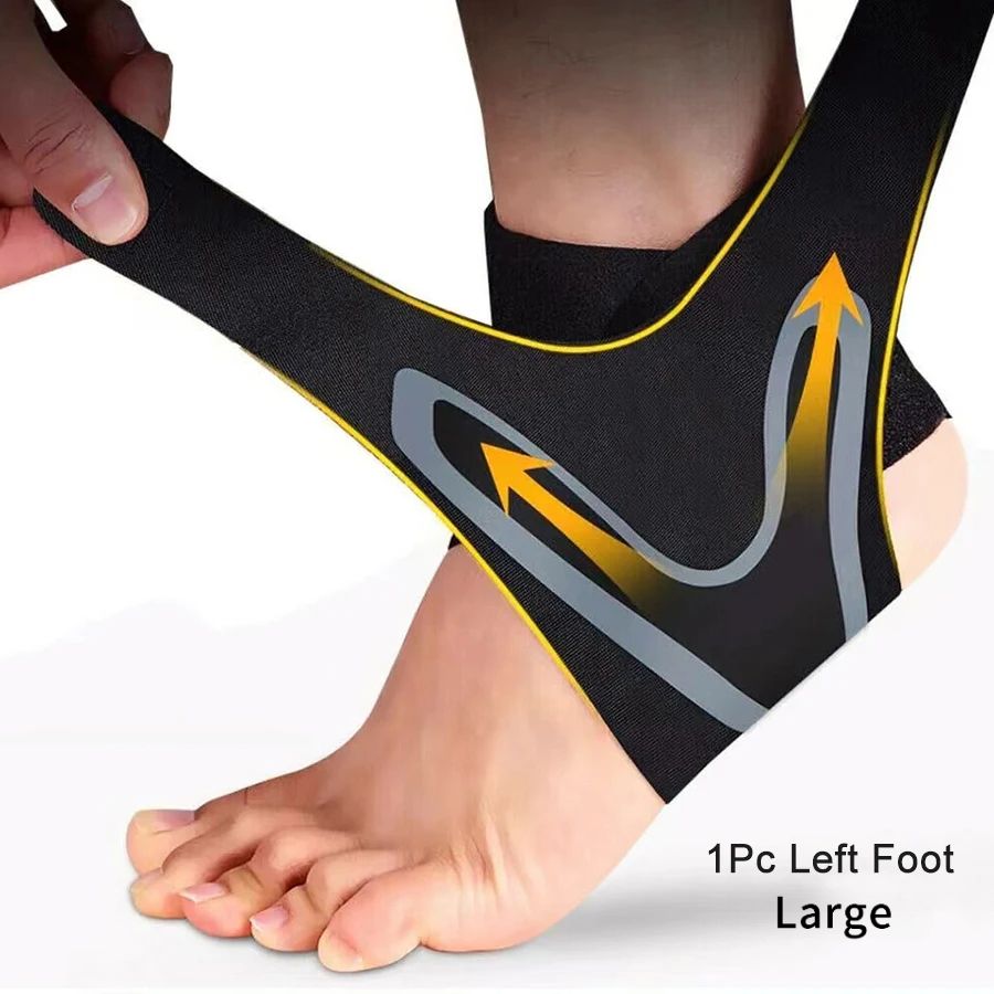 1pc Ankle Support Brace, Elasticity Adjustment Foot Bandage, Sprain Prevention Fitness Band L Black-Left