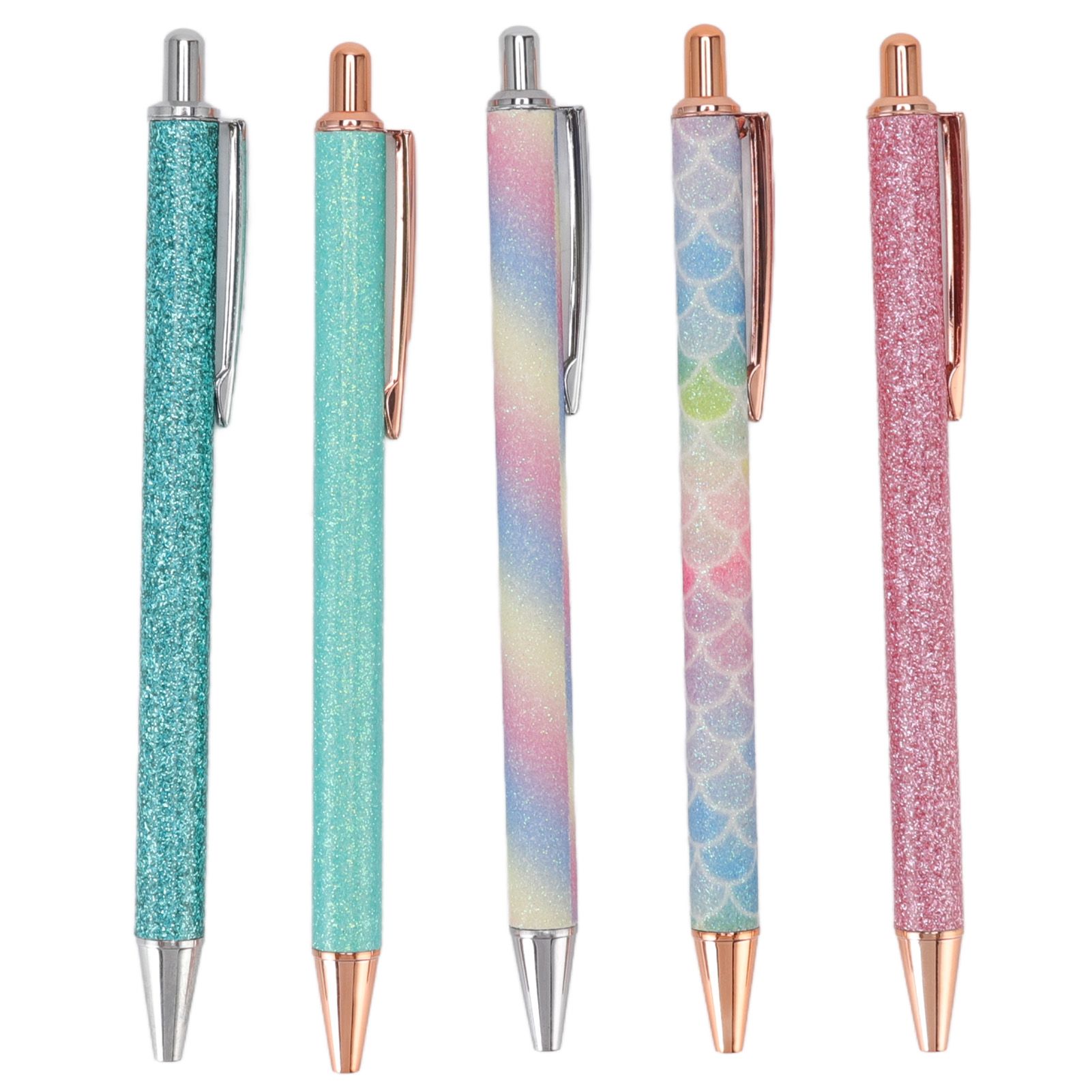 Ballpoint Pens Waterproof Ink Lightweight Portable Plastic Pressing Type Clip Design Writing Ballpoint Pens Set of 5pcs — image 6