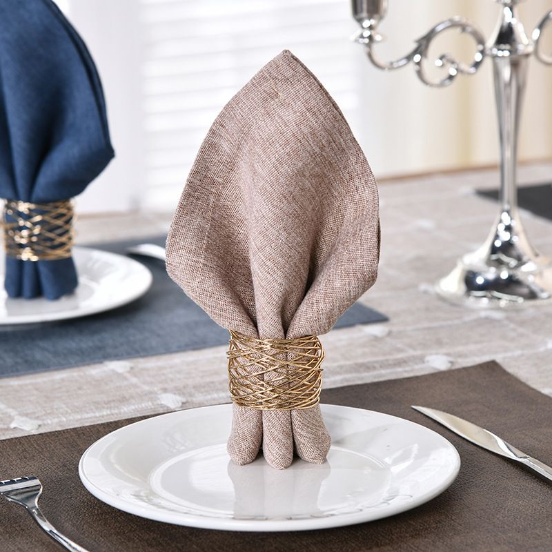 Napkin Rings,Christmas Table Decoration Golden Round Mesh Napkin Rings- Set of 12 for Weddings Dinner Parties or Every Day Use — image 3