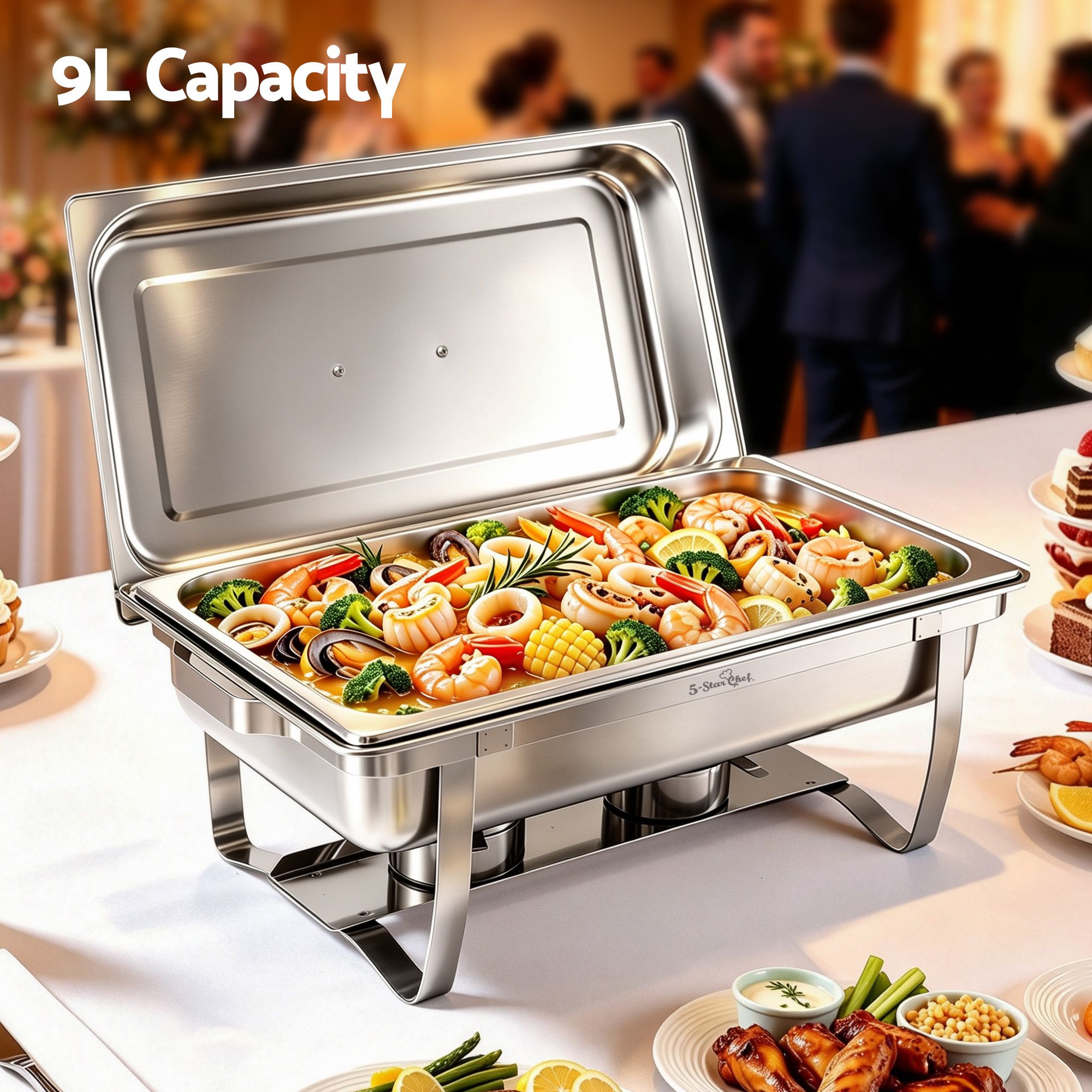 5-Star Chef Chafing Dish 9L 1-Pan Buffet Warmer Food Warmer Catering Server โ image 4
