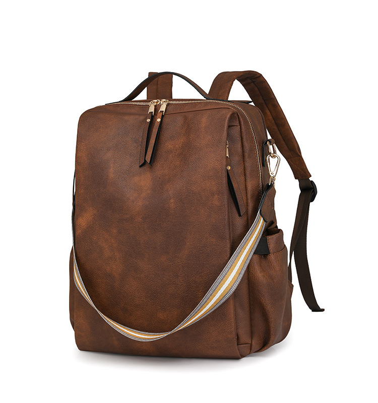 Coffee Women's Vintage PU Leather Anti-Theft Backpack - Convertible Shoulder Bag & Laptop Rucksack for Travel & Daily Use โ image 3