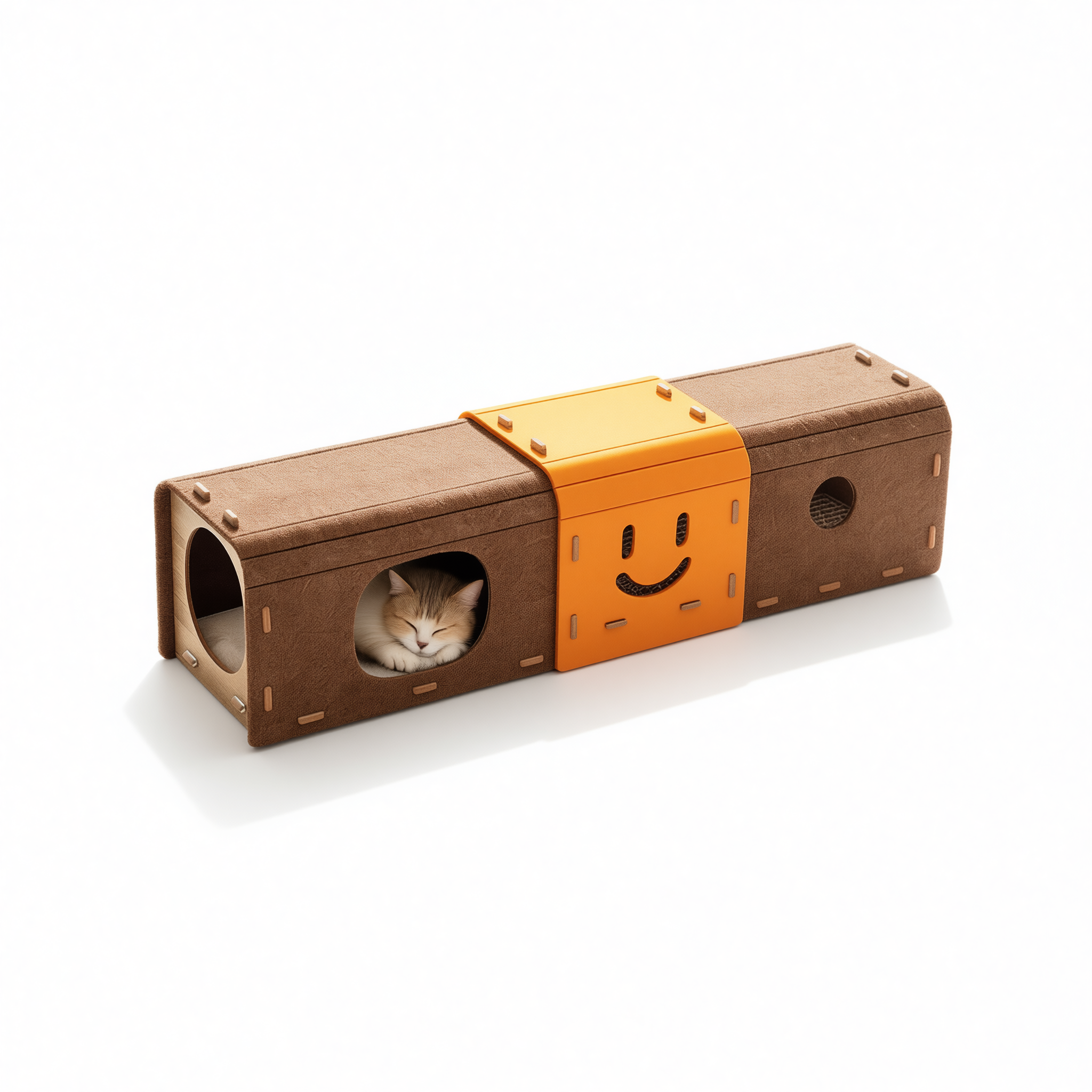 Felt Cat Tunnel Nest Double Layer with Scratching Board Smiley tunnel In stock โ image 4