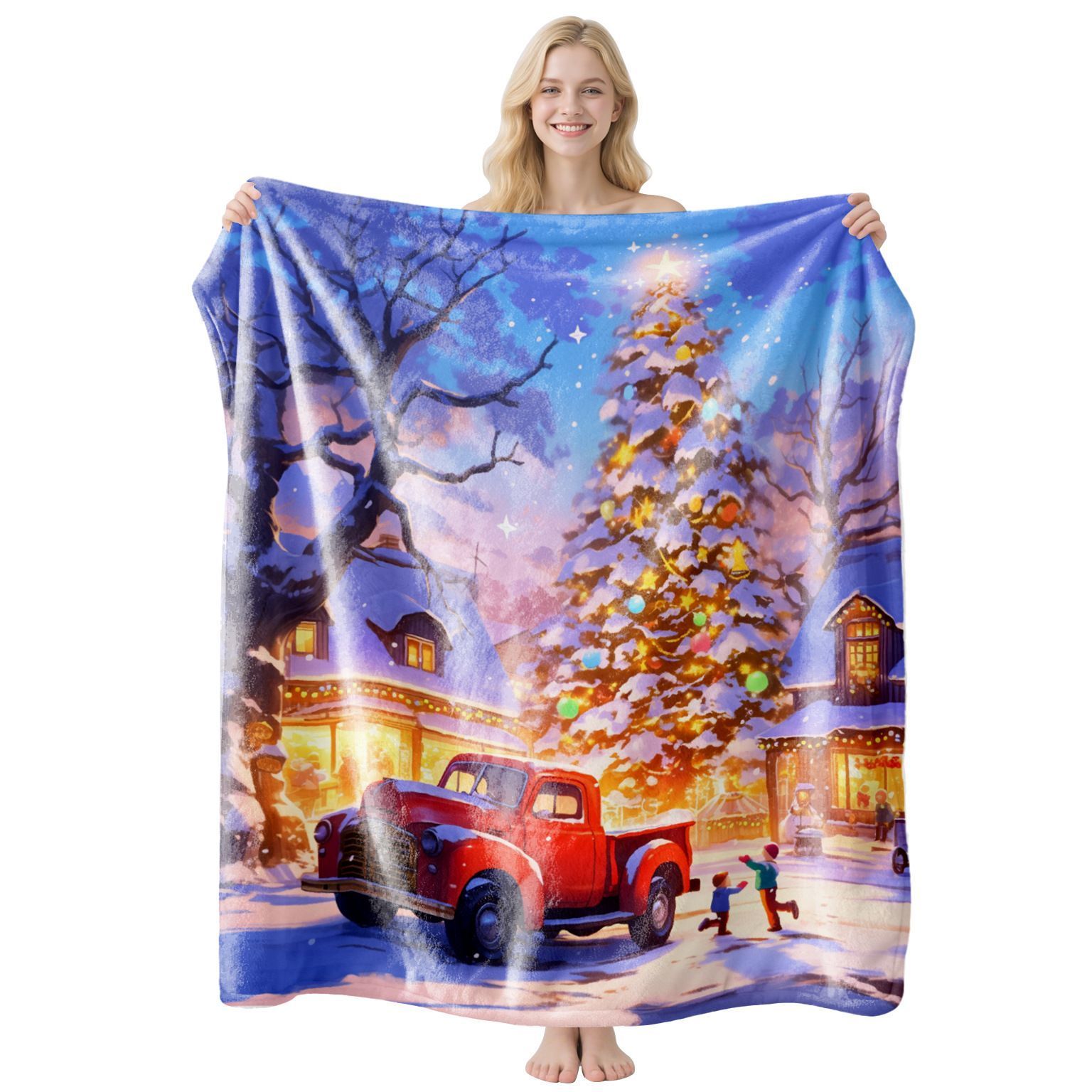 Decor‑Focused Festive Flannel Throw Blanket, Soft Cozy Nap Cover, Perfect Gift For Christmas & Halloween Bedroom And Room Decoration, Style FLR‑205, Size L