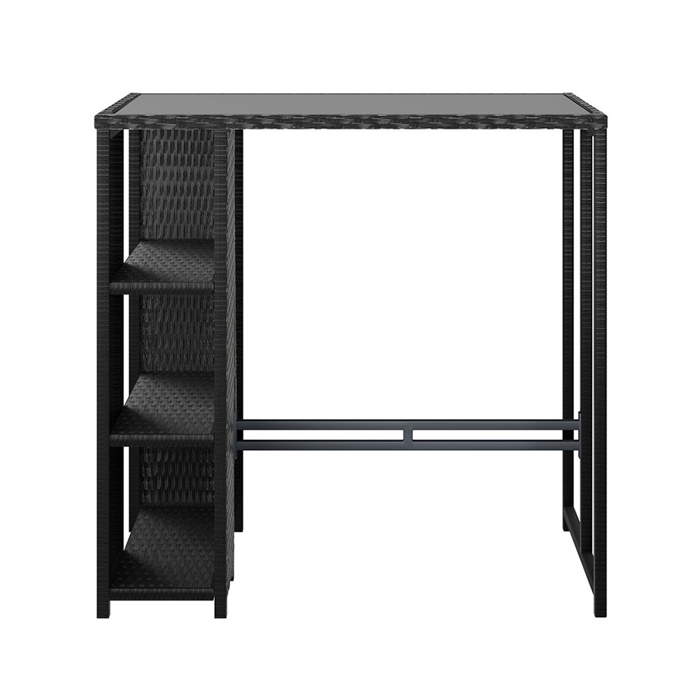 Gardeon Outdoor Bar Table Wicker Dining Bistro Glass Desk Steel Patio Furniture Black โ image 3