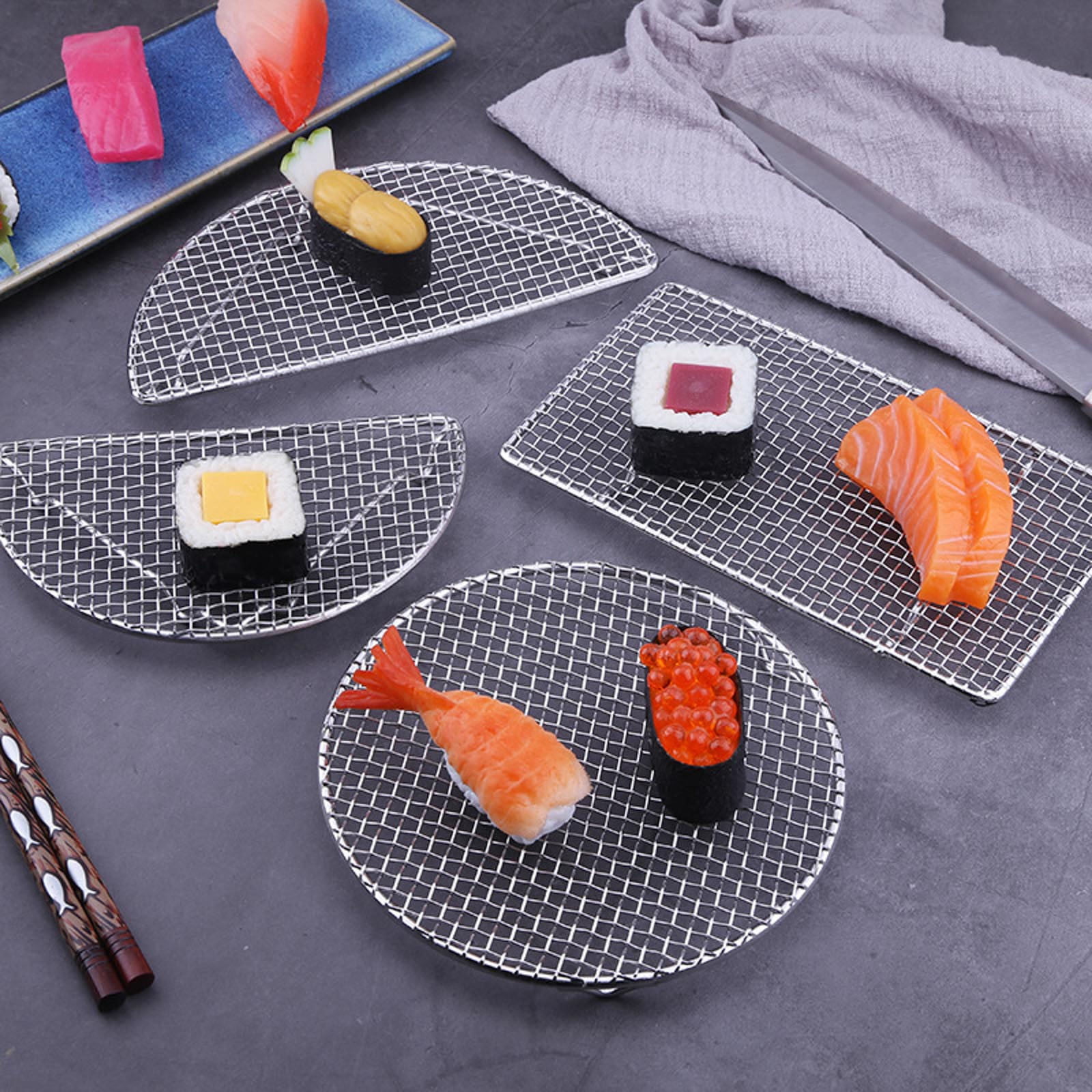 Stainless Steel Barbecue Grill Net, Multi Shape Wire Rack for Outdoor Cooking, Tempura and Fried Food Draining, S6-B โ image 3