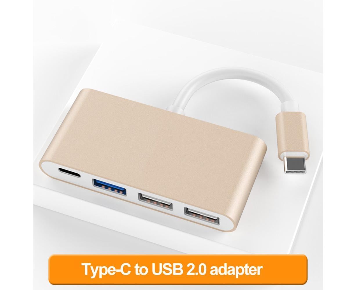 Portable 4 in 1 Type-C to USB 2.0 3.0 Converter Adapter Hub Cable for MacBook Silver โ image 2