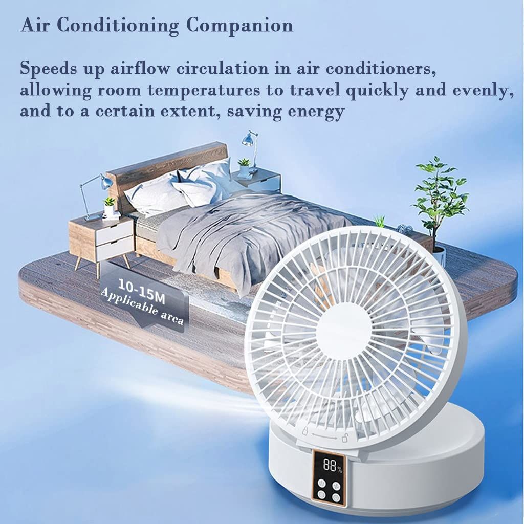 Desktop Fan with Remote, Portable Rechargeable LED Light Fan Air Cooler Mini Desk USB Fan with Quiet Operation, ( Color: White ) — image 3