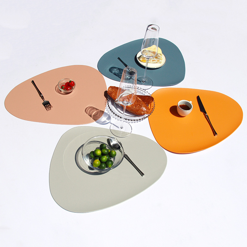 4 Pcs Grey Nordic-Style PVC Leather Placemats Set of 4 - Waterproof, Heat-Resistant, and Oil-Proof Triangular Table Mats โ image 2