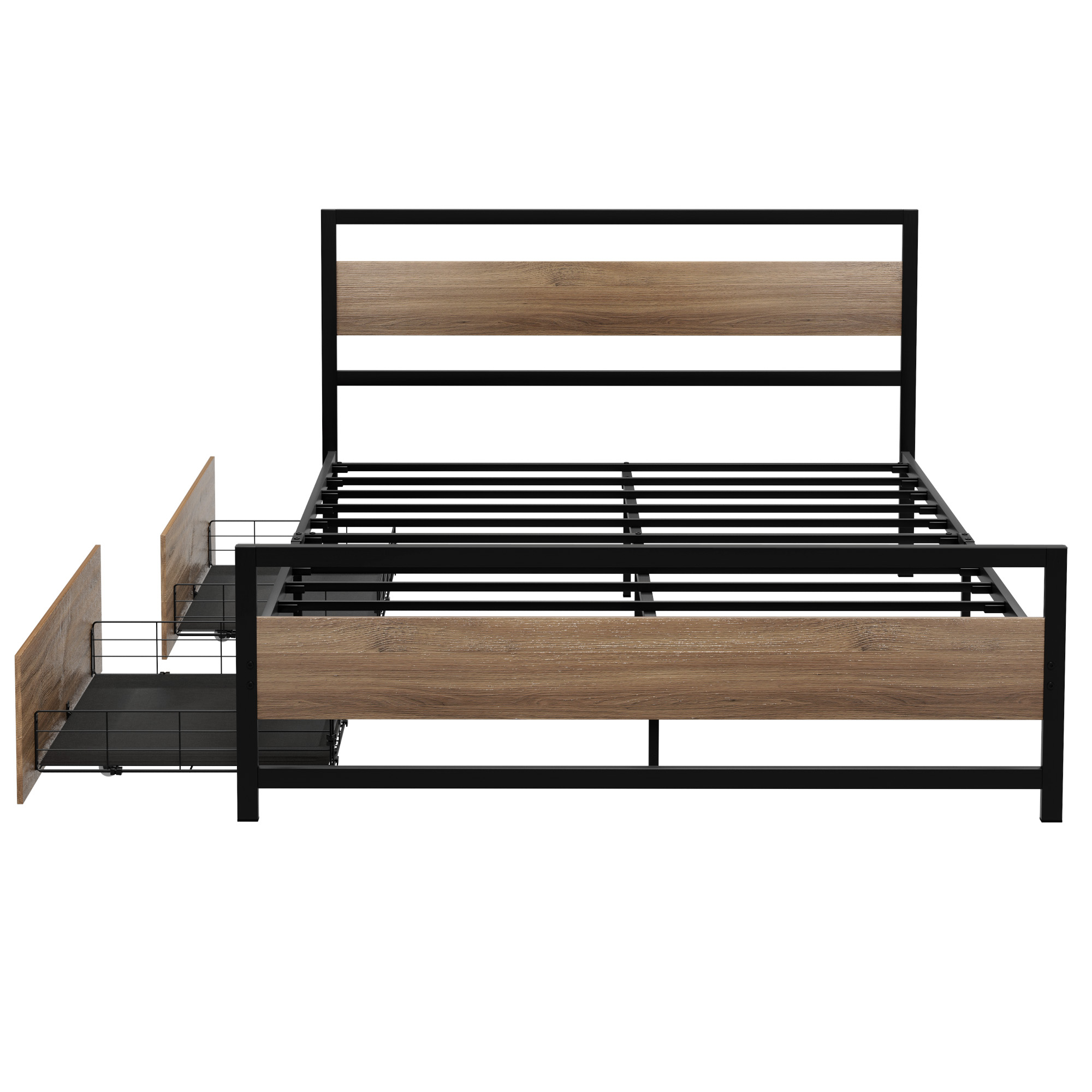 Artiss Bed Frame Queen Size Metal Frame with 2 Drawers DREW โ image 3
