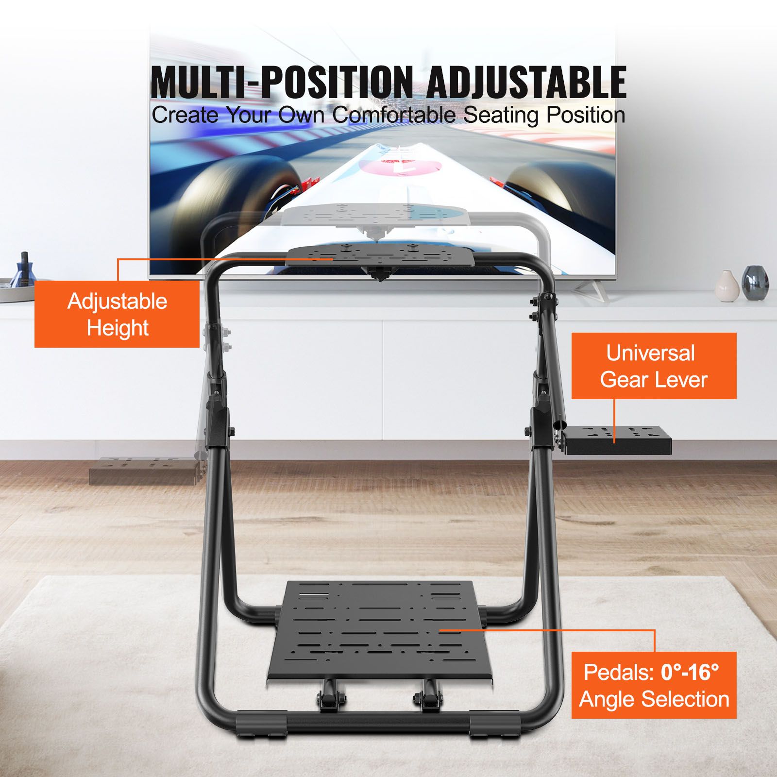Foldable Racing Steering Wheel Stand, Height Adjustable Universal Base Compatible with Logitech & Thrustmaster Racing Wheel and Pedal, Heavy-duty Frame โ image 4