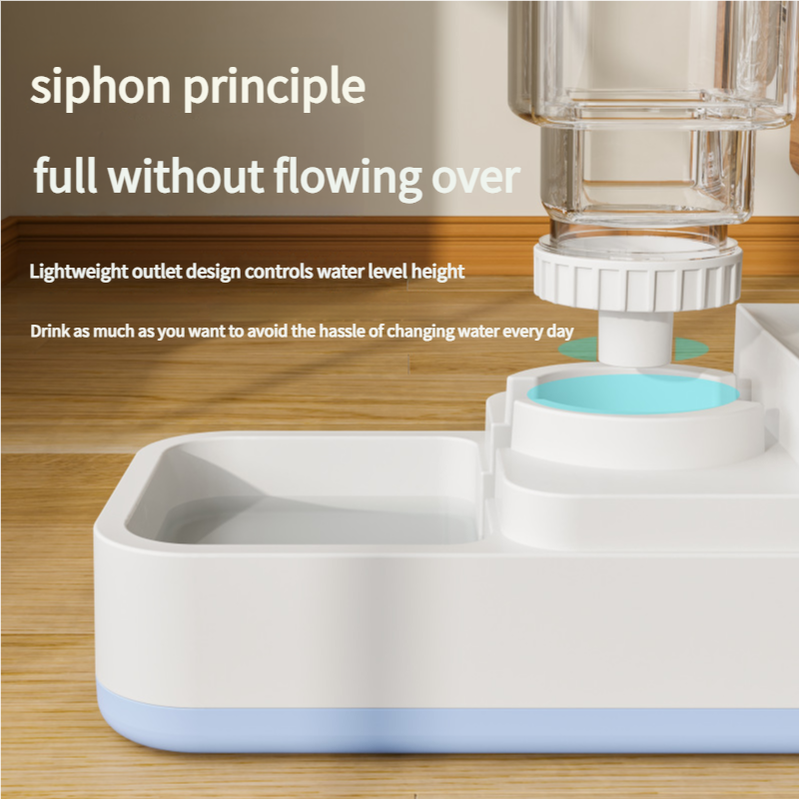 Blue 2-in-1 Automatic Pet Water and Food Dispenser - Gravity Feeder for Cats and Dogs โ image 2