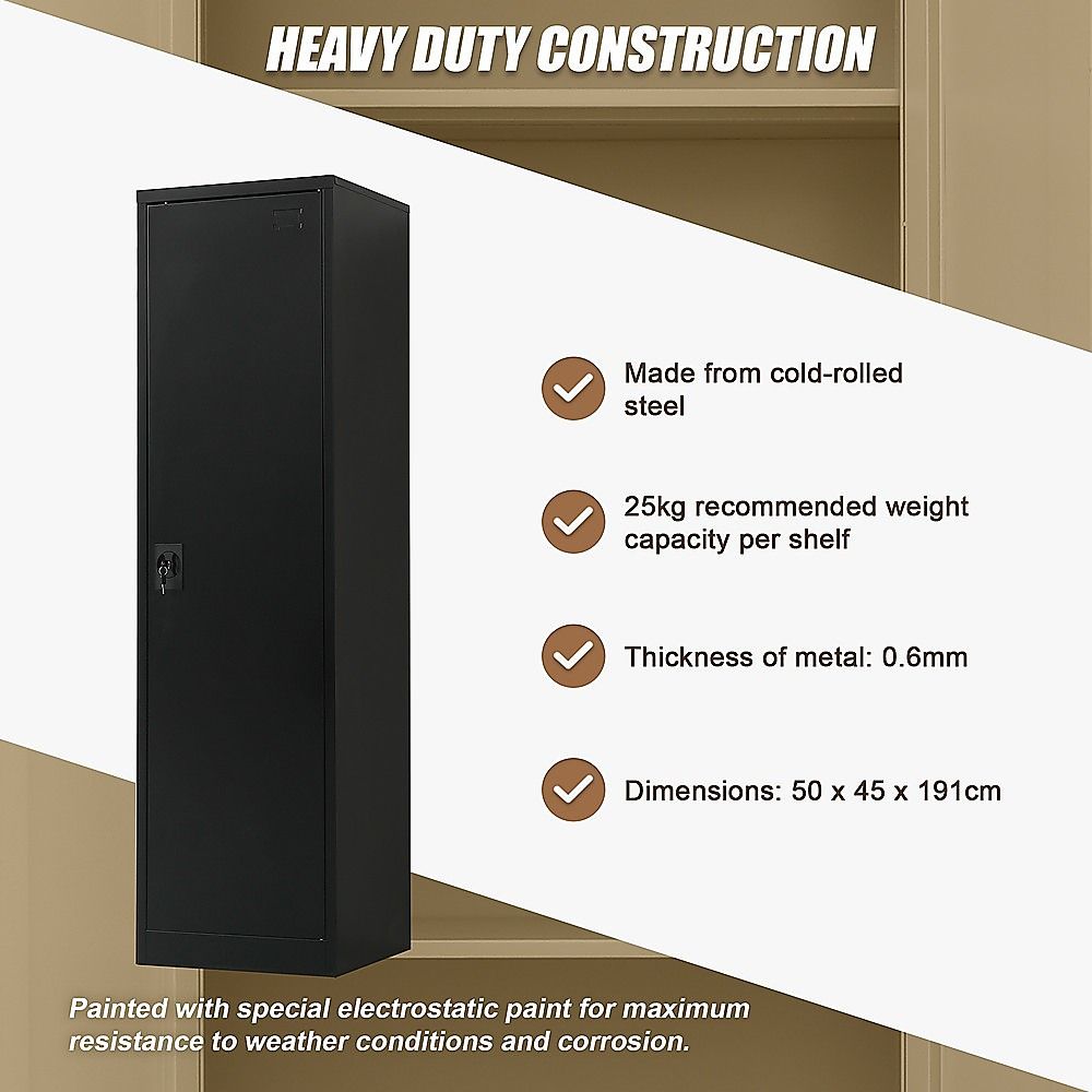 Single-Door Metal Tall Cabinet Shelf Storage for Home Office Gym — image 6