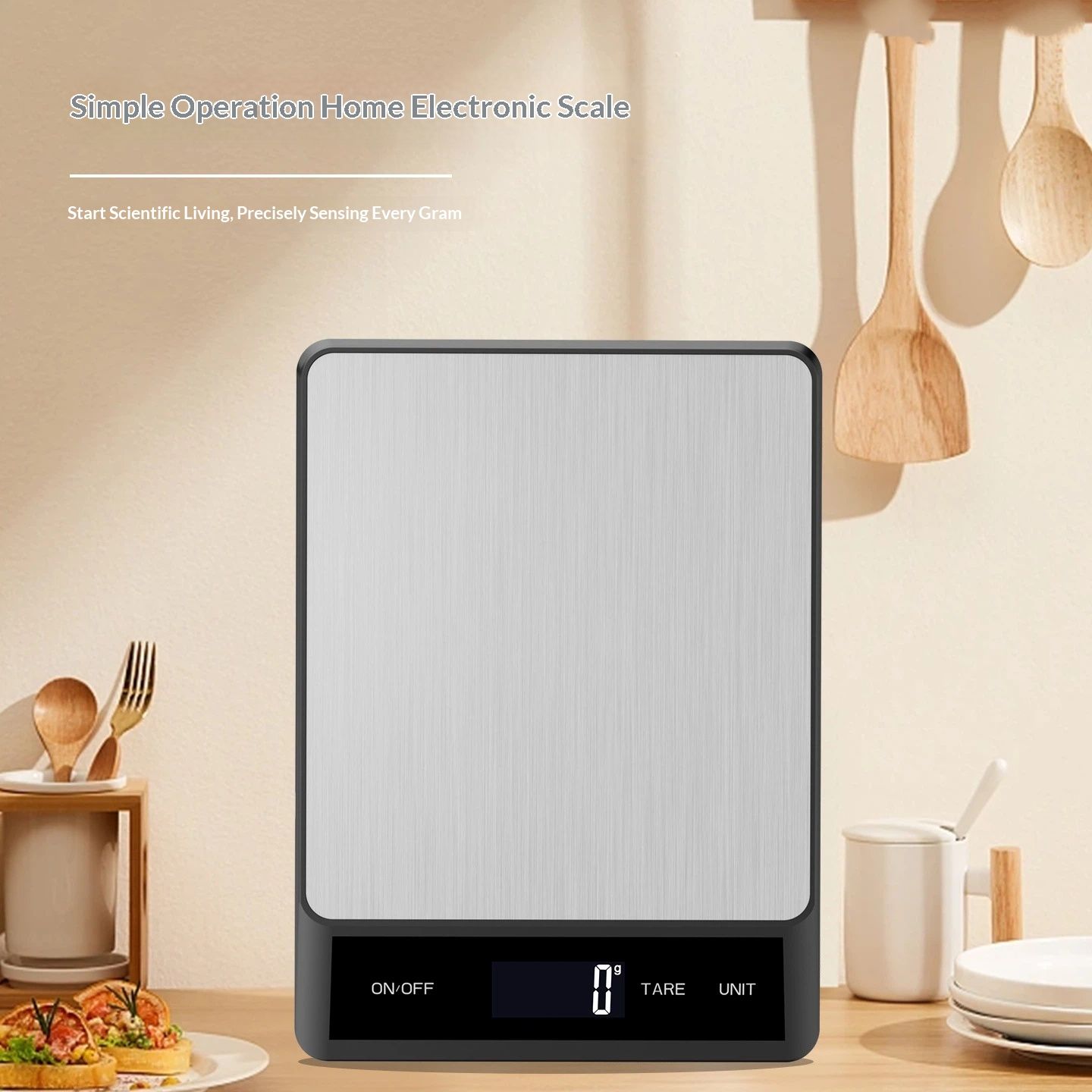 Food Scale - Rechargeable Digital Kitchen Scale, 15kg/1g Precision, Type-C, Grams/Ounces, LCD Display, Black — image 2