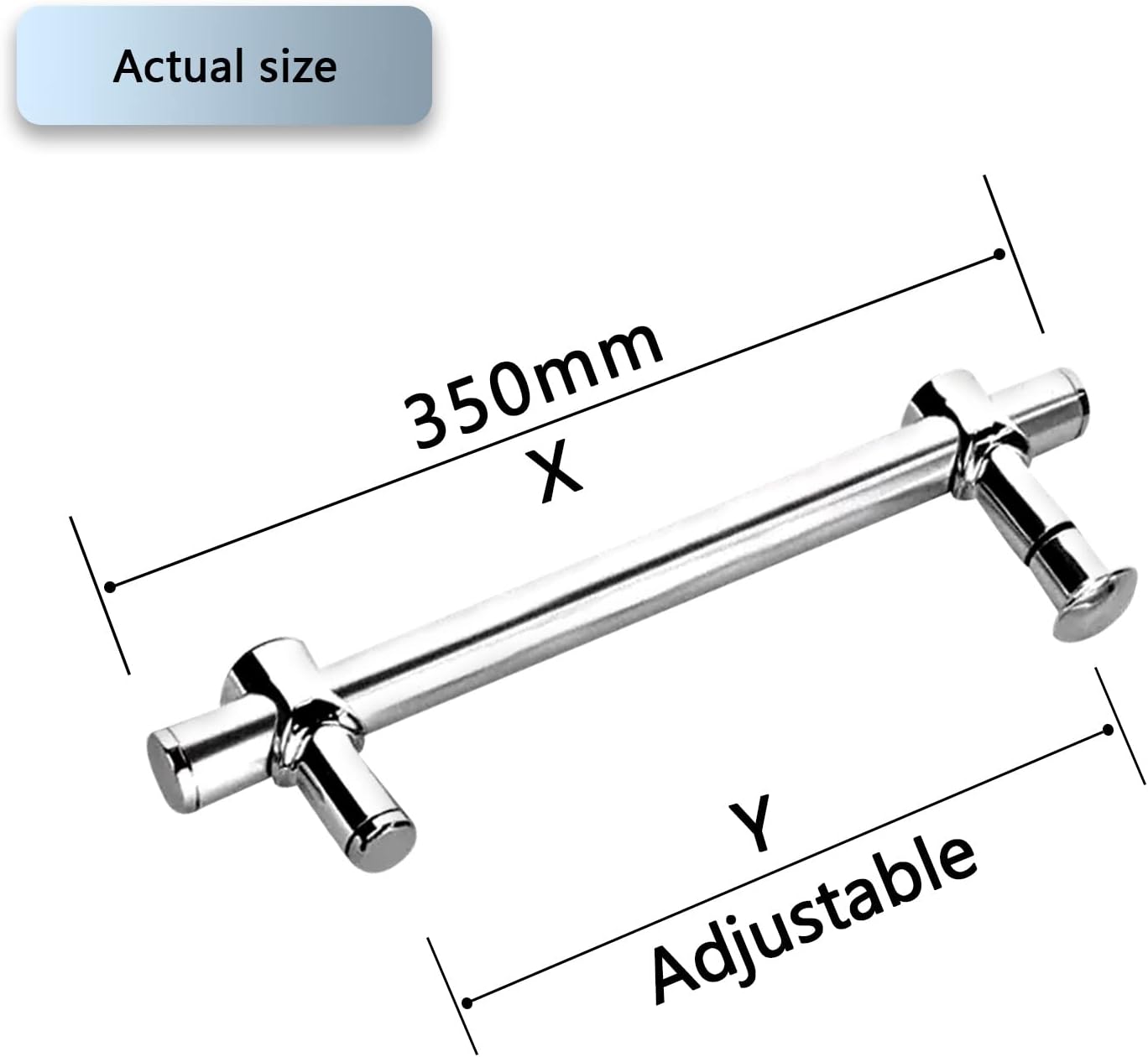 Metal Shower Glass Door Handle, Interior Shower Single Side Door Handle Grab Bar with Accessories Sets - Stainless Steel, Adjustable Hole Distance (Size — image 2